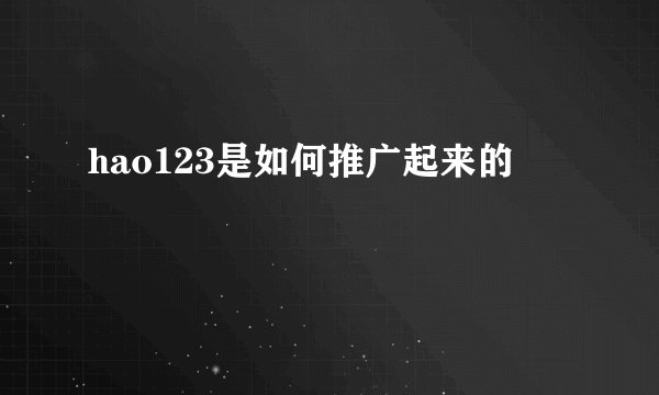 hao123是如何推广起来的