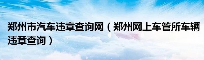 郑州市汽车违章查询网（郑州网上车管所车辆违章查询）