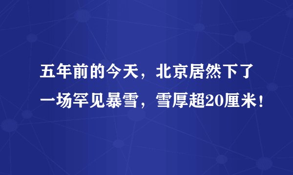 五年前的今天，北京居然下了一场罕见暴雪，雪厚超20厘米！