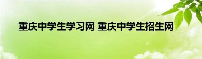 重庆中学生学习网 重庆中学生招生网