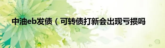 中油eb发债（可转债打新会出现亏损吗