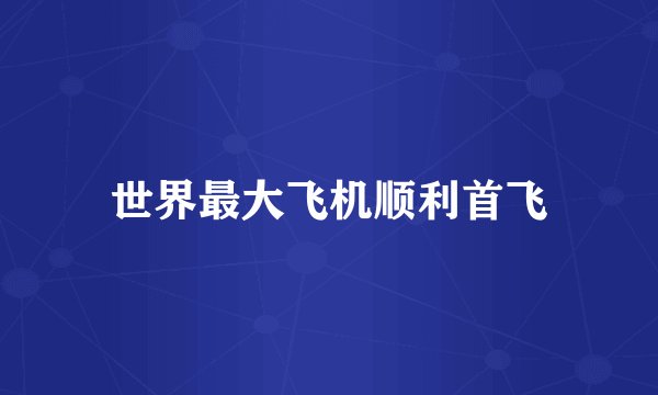 世界最大飞机顺利首飞