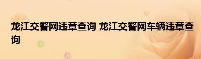 龙江交警网违章查询 龙江交警网车辆违章查询