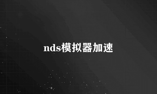 nds模拟器加速