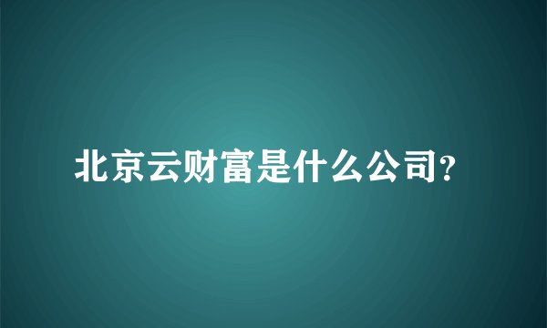 北京云财富是什么公司？