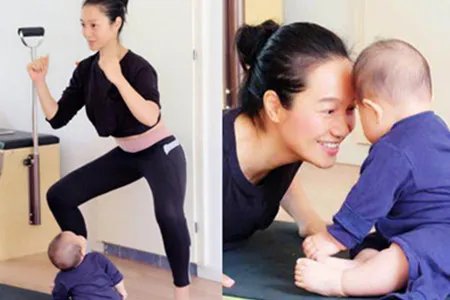 朱丹带女儿健身   言传身教望其成凤