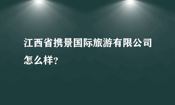 江西省携景国际旅游有限公司怎么样？