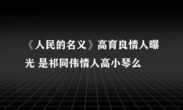 《人民的名义》高育良情人曝光 是祁同伟情人高小琴么