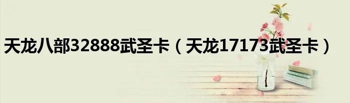 天龙八部32888武圣卡（天龙17173武圣卡）