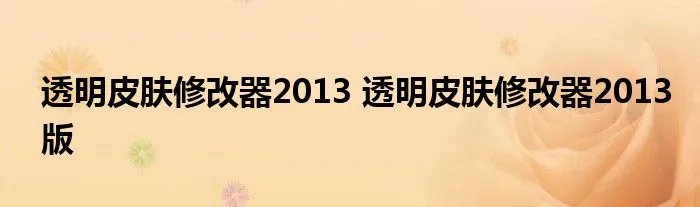 透明皮肤修改器2013 透明皮肤修改器2013版