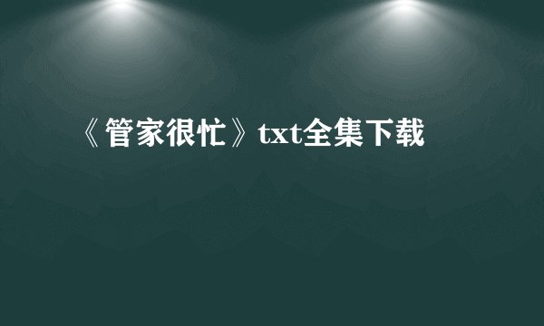 《管家很忙》txt全集下载