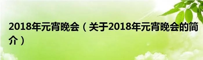 2018年元宵晚会（关于2018年元宵晚会的简介）
