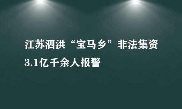 江苏泗洪“宝马乡”非法集资3.1亿千余人报警