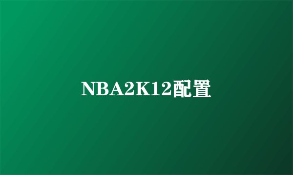 NBA2K12配置
