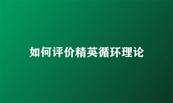 如何评价精英循环理论