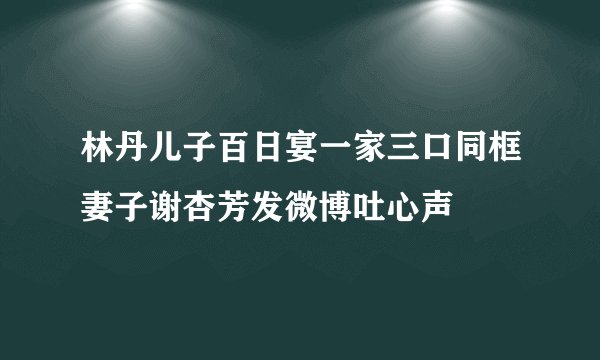 林丹儿子百日宴一家三口同框妻子谢杏芳发微博吐心声