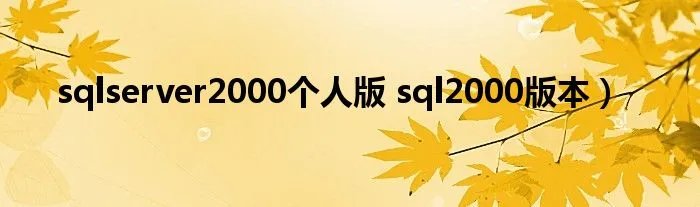 sqlserver2000个人版 sql2000版本）