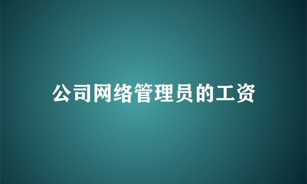 公司网络管理员的工资
