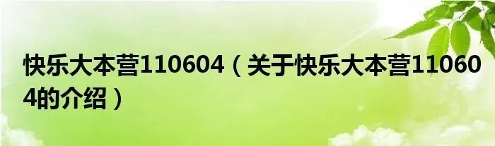 快乐大本营110604（关于快乐大本营110604的介绍）