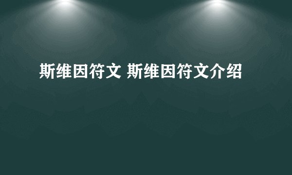 斯维因符文 斯维因符文介绍