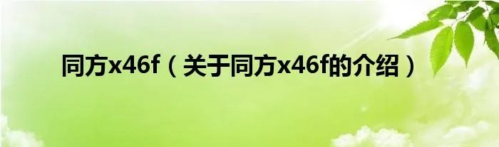 同方x46f（关于同方x46f的介绍）
