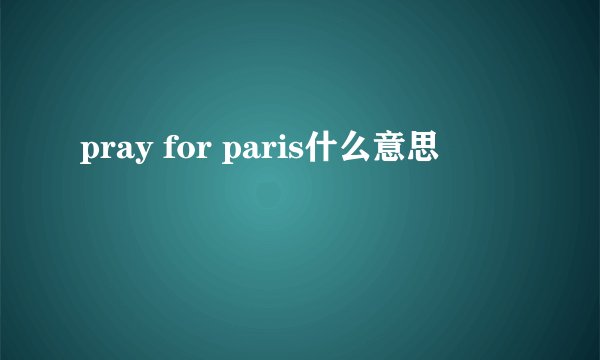 pray for paris什么意思