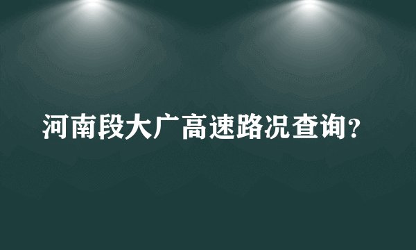 河南段大广高速路况查询？