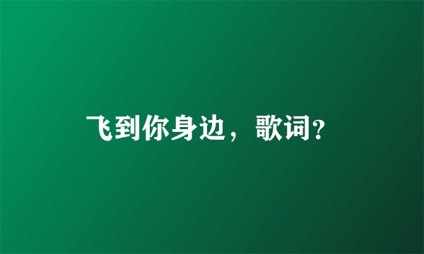 飞到你身边，歌词？