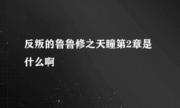 反叛的鲁鲁修之天瞳第2章是什么啊