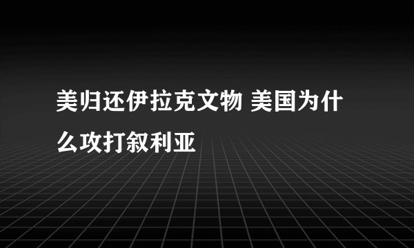 美归还伊拉克文物 美国为什么攻打叙利亚