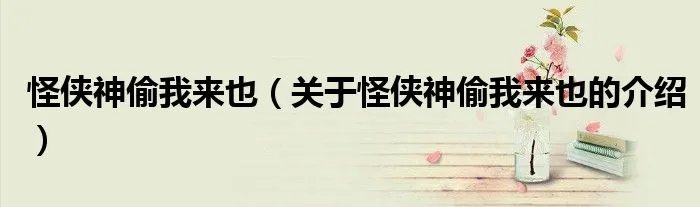 怪侠神偷我来也（关于怪侠神偷我来也的介绍）