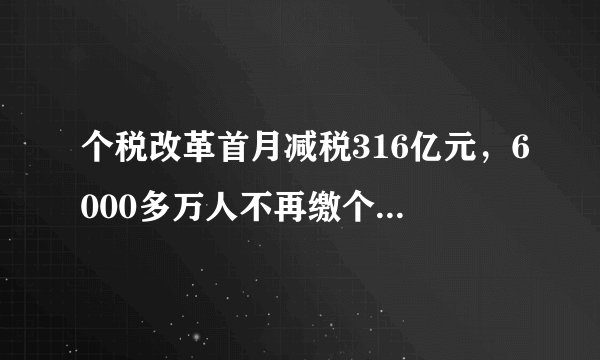 个税改革首月减税316亿元，6000多万人不再缴个税，包括你吗？